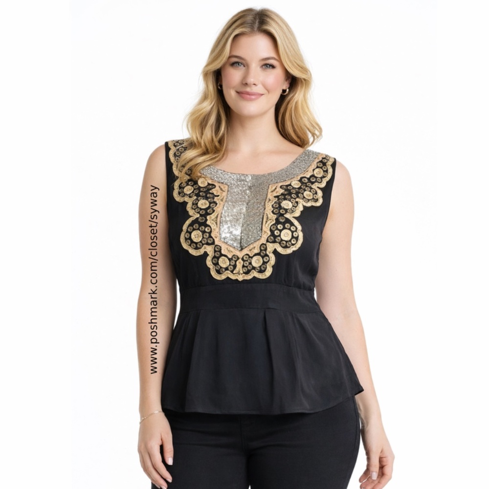 Vintage Sequin Silk Blend Blouse